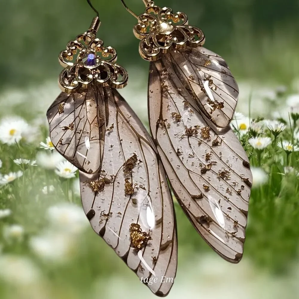 Fairy Butterfly Wings Handmade Earrings Fantasy Nature Magical Insect Witch Bug